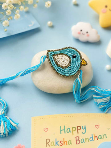 Handcrafted Happy Bird Kids Rakhi With Roli-Chawal