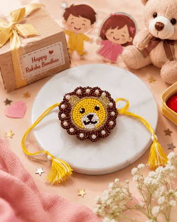Handcrafted Lion King Kids Rakhi With Roli-Chawal