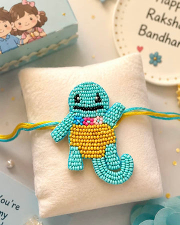 Handcrafted Squirtle Kids Rakhi With Roli-Chawal