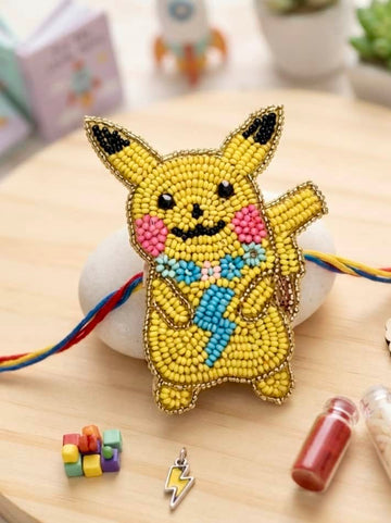 Handcrafted Pikachu Kids Rakhi With Roli-Chawal