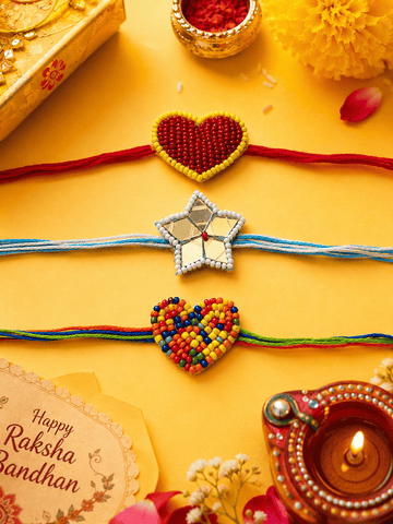 Handcrafted Combo 3 Cute Rakhi Set With Roli-Chawal