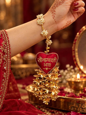 Saubhagyawati Bhava Mogra Ghungroo Golden Sargi Kaleera Bangle - Adjustable