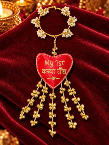My 1st Karwachauth Mogra Ghungroo Golden Sargi Kaleera Bangle - Adjustable