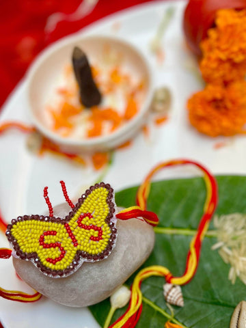 Handcrafted Sis Butterfly Rakhi With Roli-Chawal