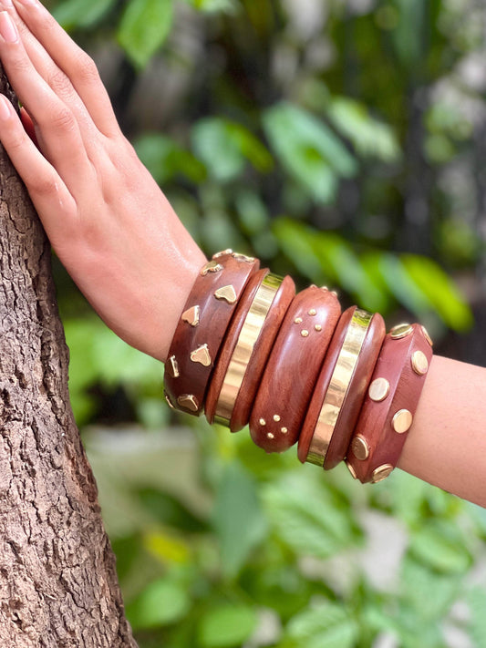 Devi Handcrafted Stack - 5 PCS wooden kada set