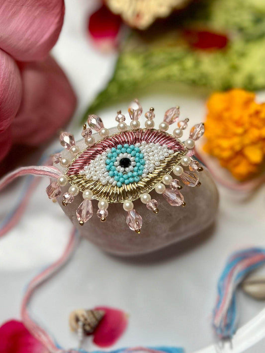 Handcrafted Evil Eye Rakhi With Roli-Chawal