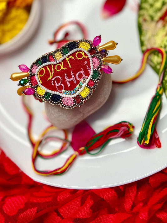 Handcrafted Pyara Bhai Rakhi With Roli-Chawal