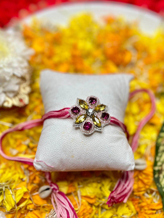 Handcrafted Stone Studded Rakhi With Roli-Chawal