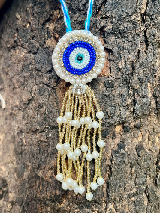 Handcrafted Evil Eye Lumba Rakhi With Roli-Chawal