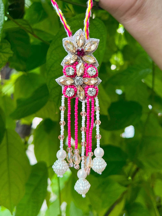Handcrafted Stone Studded Lumba Rakhi With Roli-Chawal