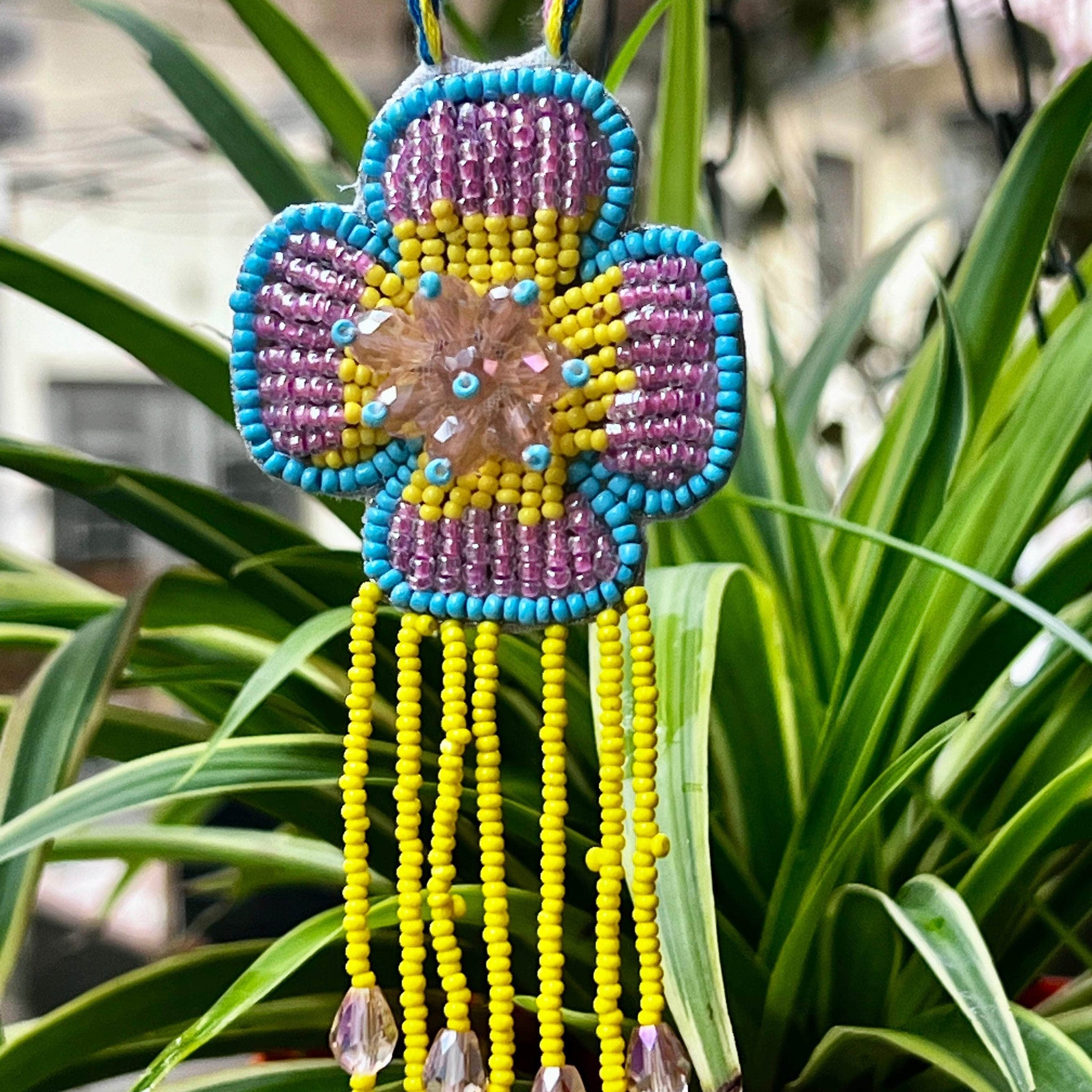 Handcrafted Floral Lumba Rakhi With Roli-Chawal