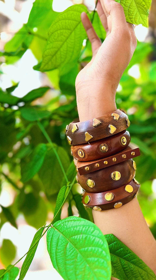 Devi Handcrafted Stack - 5 PCS wooden kada set
