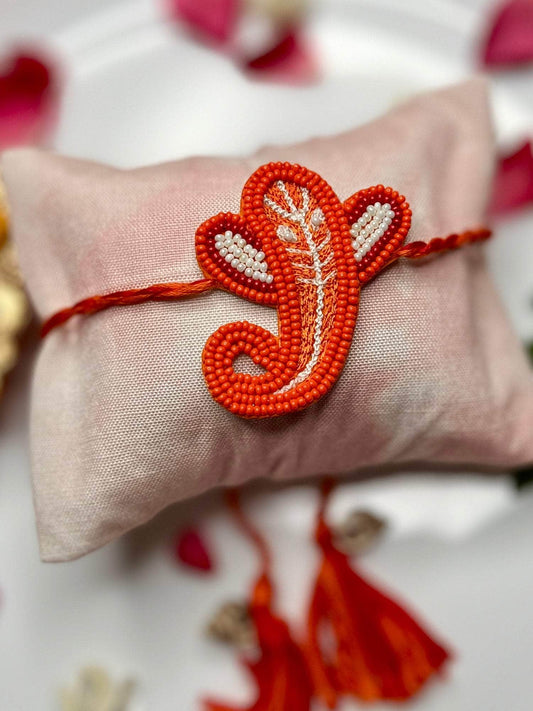 Handcrafted Ganpati Rakhi With Roli-Chawal