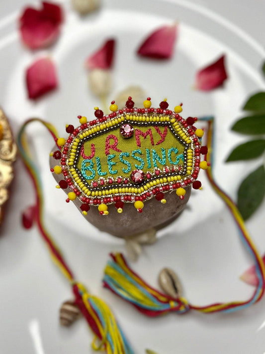 Handcrafted U R My Blessing Rakhi With Roli-Chawal