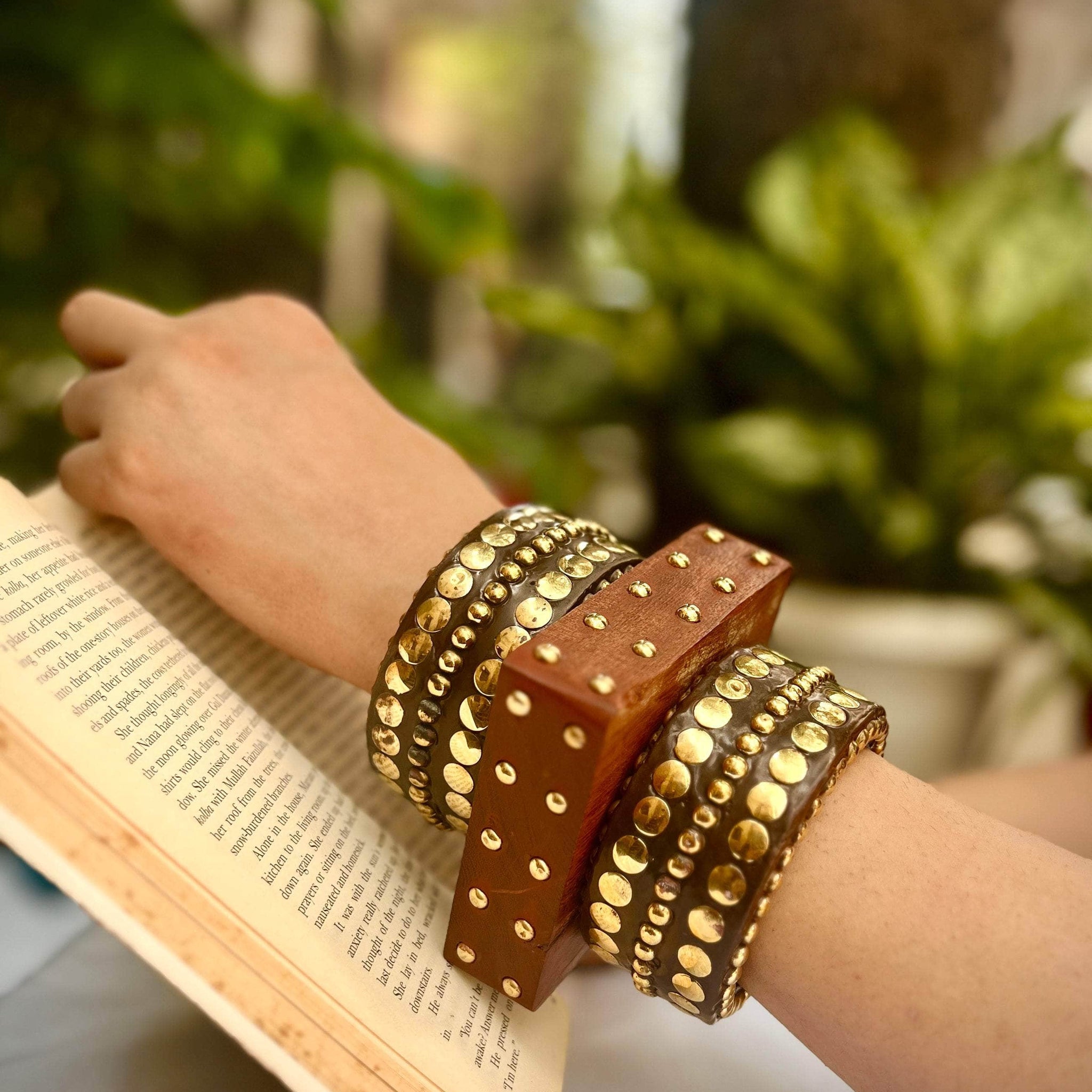 Devi Handcrafted Wooden Bangles Stack - 3 PCS kada set