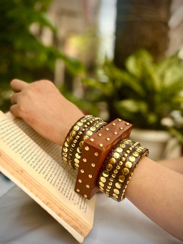 Devi Handcrafted Wooden Bangles Stack - 3 PCS kada set