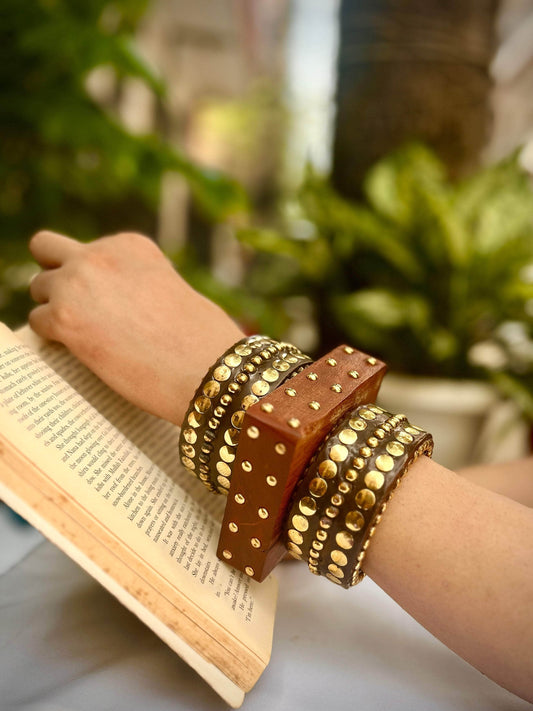 Devi Handcrafted Wooden Bangles Stack - 3 PCS kada set