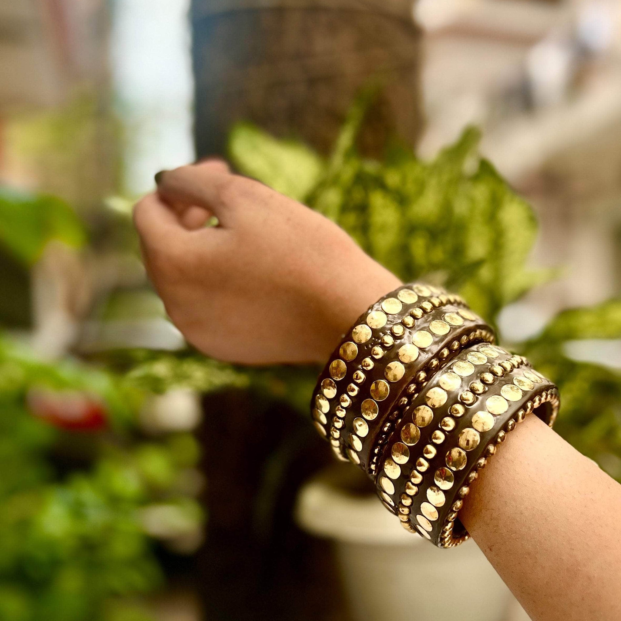 Devi Handcrafted Wooden Bangles Stack - 2 PCS wooden kada set
