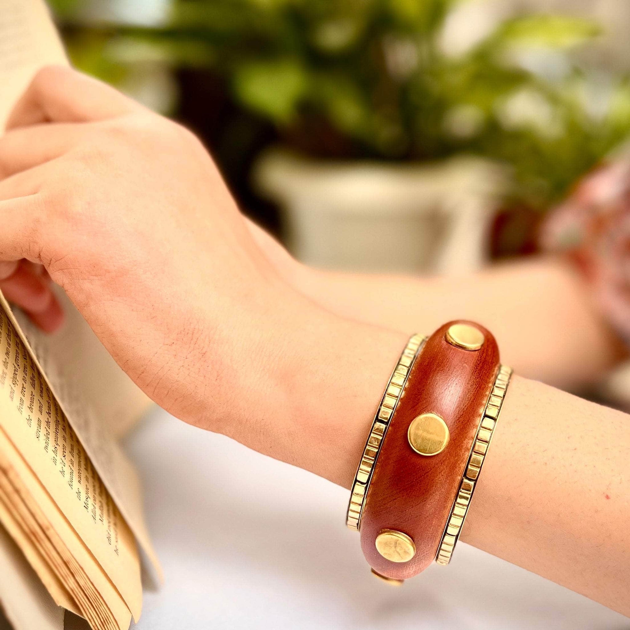 Devi Handcrafted Wooden Bangles Stack - 3 PCS wooden kada set