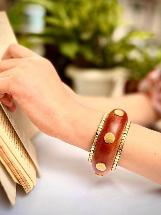 Devi Handcrafted Wooden Bangles Stack - 3 PCS wooden kada set