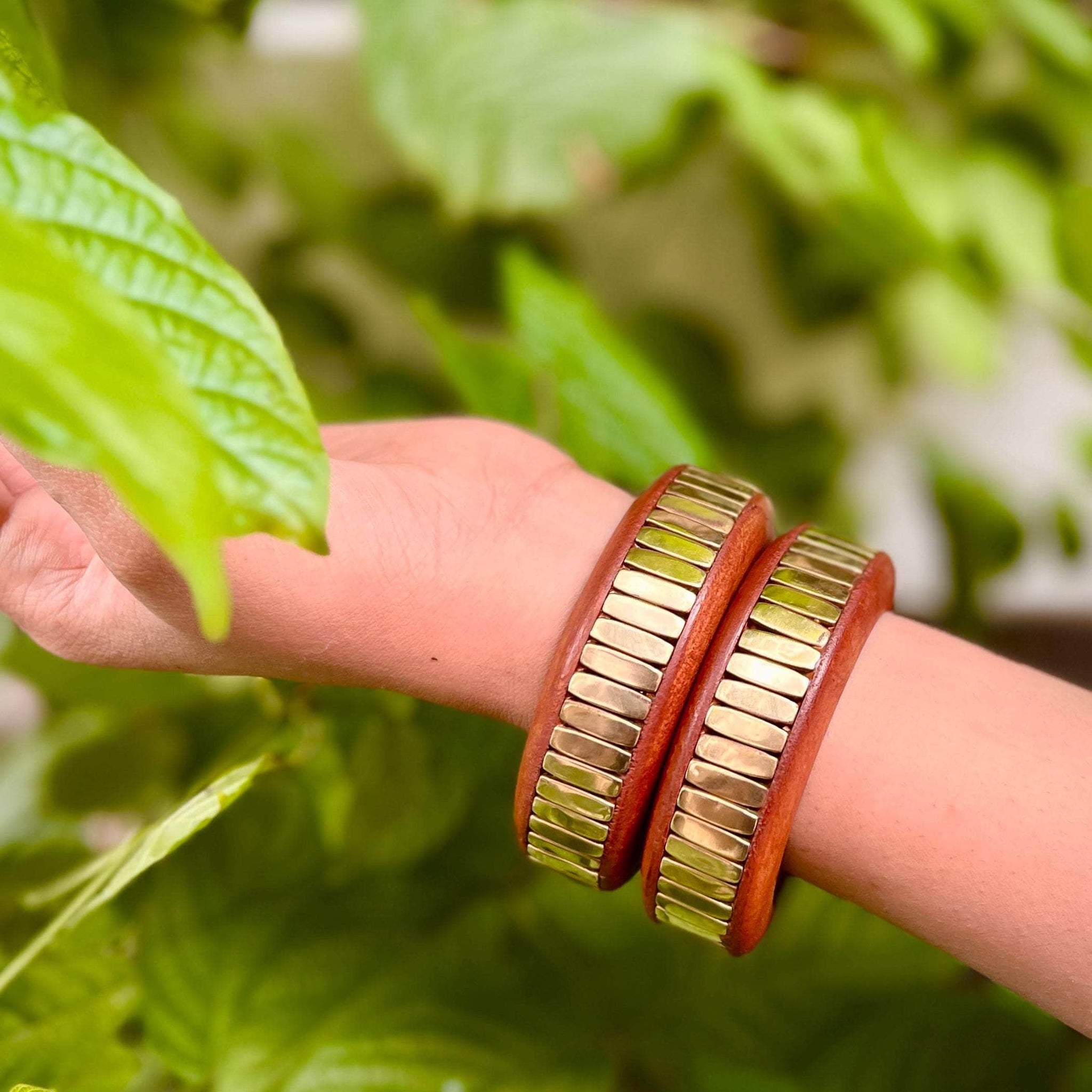 Devi Handcrafted Wooden Bangles Stack - 2 PCS wooden kada set