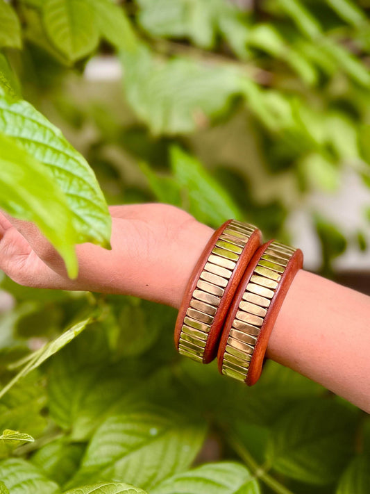 Devi Handcrafted Wooden Bangles Stack - 2 PCS wooden kada set