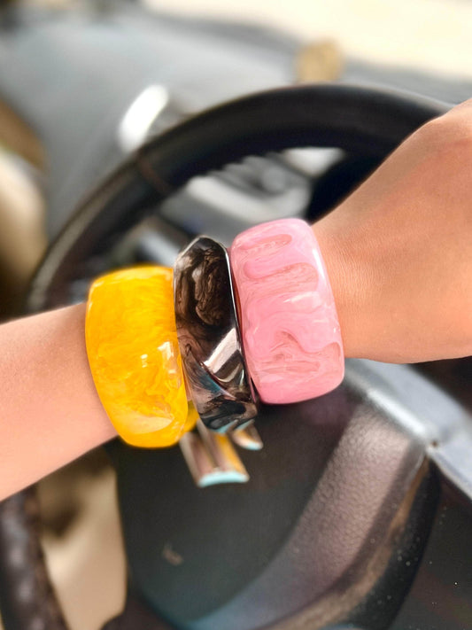 Sofia Handcrafted Resin Color Pop Bangles Stack - 3 PCS Set