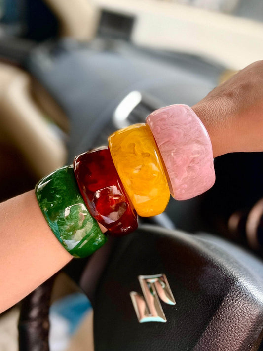 Sofia Handcrafted Resin Color Pop Bangles Stack - 4 PCS Set