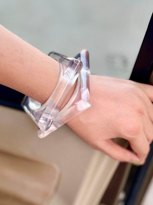 Sofia Handcrafted Resin Transparent Bangles Stack - 2 PCS Set