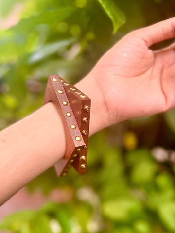 Devi Handcrafted Wooden Bangles Stack - 2 PCS wooden kada set