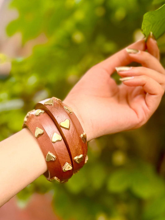 Devi Handcrafted Wooden Bangles Stack - 2 PCS wooden kada set