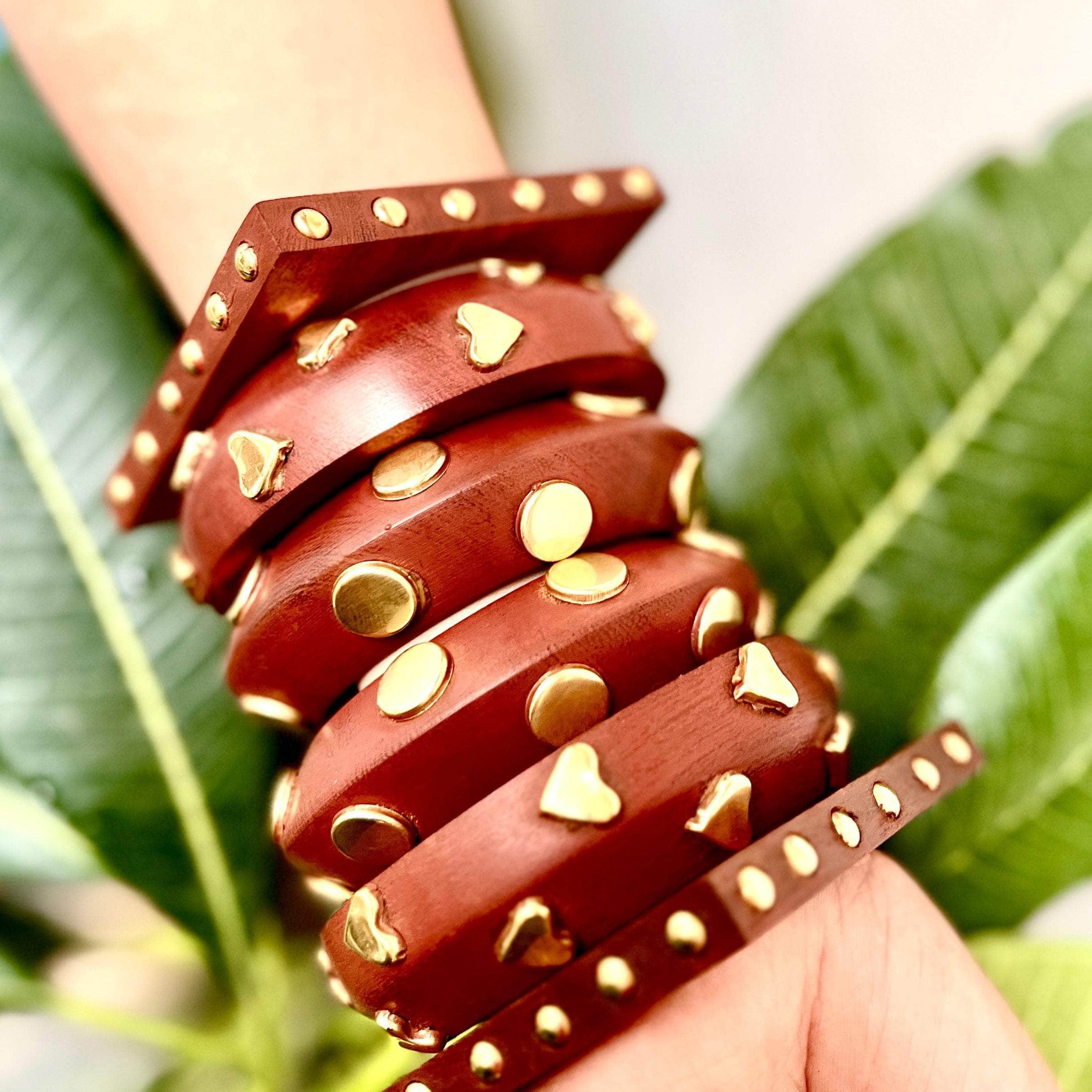 Devi Handcrafted Stack - 6 PCS wooden kada set