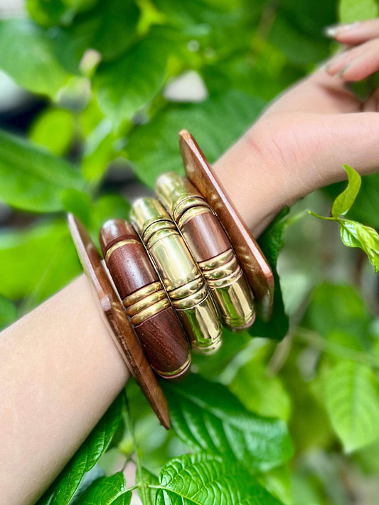 Devi Handcrafted Wooden Bangles Stack - 5 PCS kada set