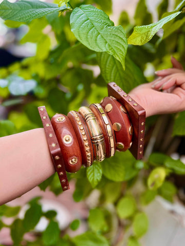 Devi Handcrafted Wooden Bangles Stack - 7 PCS kada set