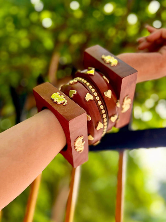 Devi Handcrafted Stack - 5 PCS wooden kada set