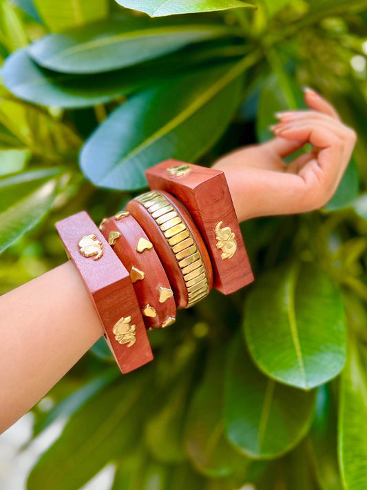 Devi Handcrafted Stack - 4 PCS wooden kada set