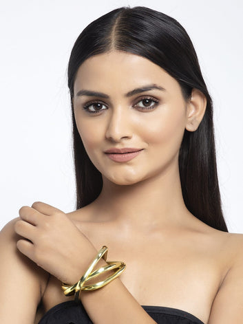 3 Layer Design Oxidised Gold Plated Handcrafted Tribal Bracelet