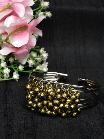 Ghungro Studded Oxidised Gold Plated Handcrafted Tribal Cuff Bracelet