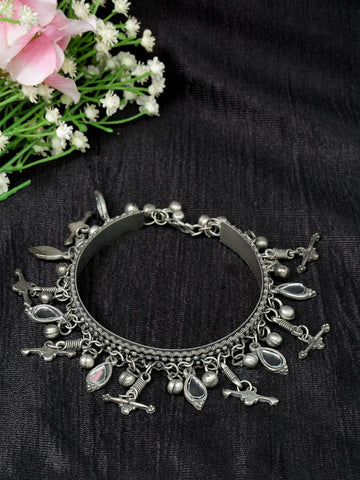 Filigree Work Temple Design Antique Silver Plated Handcrafted Bracelet