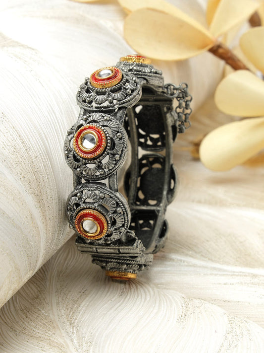 Kundan Studded Oxidised Bracelet