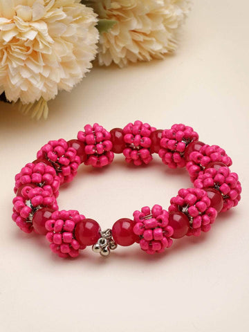 Pink Beads Studded Contemporary Design Handcrafted Bohemian Bracelet