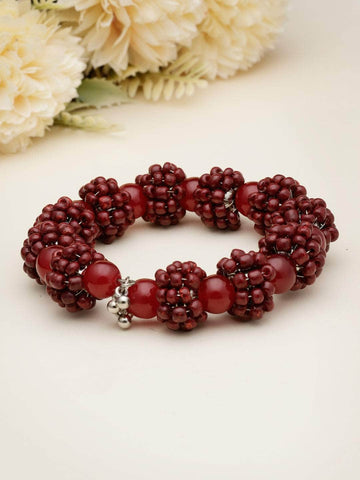 Red Color Beads Studded Contemporary Design Handcrafted Bohemian Bracelet