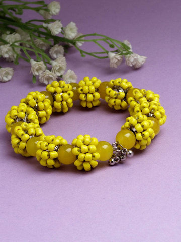 Yellow Beads Studded Contemporary Design Handcrafted Bohemian Bracelet