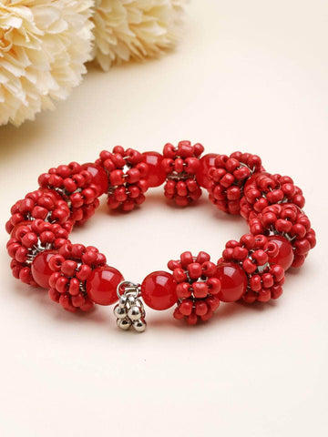 Orange Beads Studded Contemporary Design Handcrafted Bohemian Bracelet