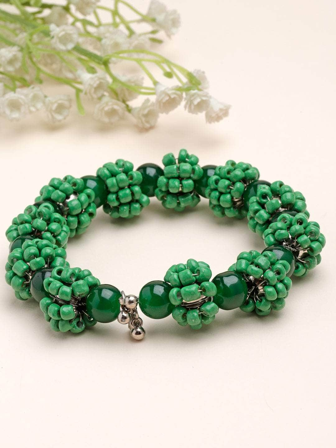 Green Beads Studded Contemporary Design Handcrafted Bohemian Bracelet