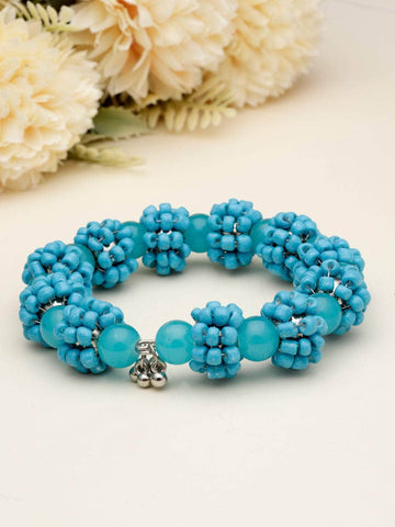 Turquoise Blue Beads Studded Contemporary Design Handcrafted Bohemian Bracelet