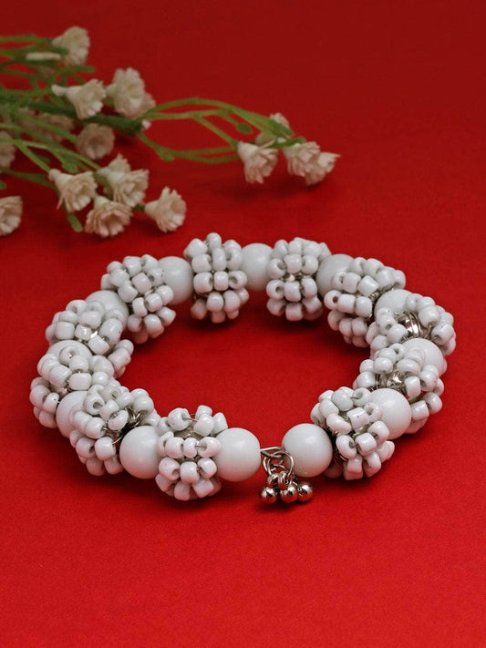 Off White Beads Studded Contemporary Design Handcrafted Bohemian Bracelet