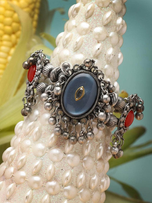 Blue Color Stone Studded Oxidised Bracelet