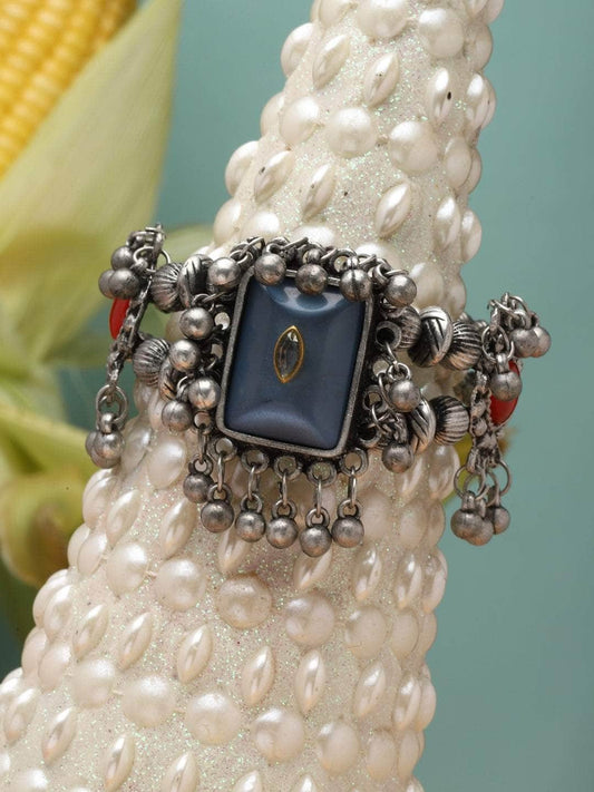 Blue Color Stone Studded Oxidised Bracelet
