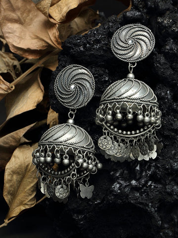 Chandelier Design Tribal Look Oxidised Silver Plated Handcrafted Jhumkas